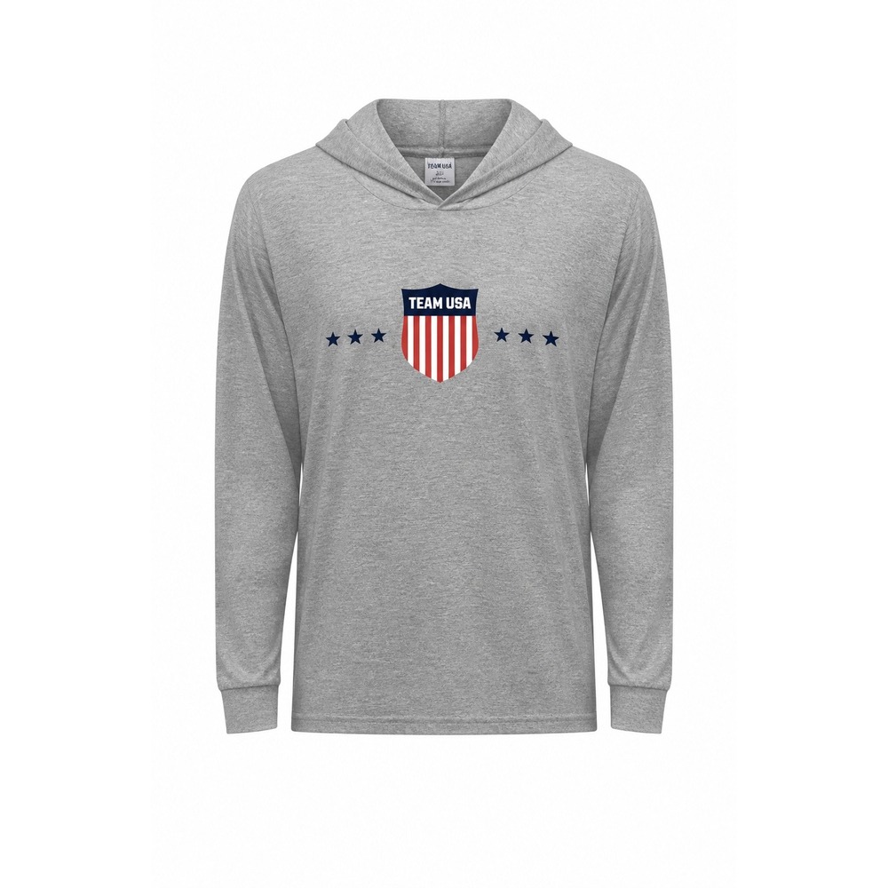Team USA Olympic Hoodie Mens 3XL Gray Long Sleeve Hooded T Shirt Made USA